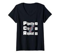 Women's Lab Tech DNA Technician Molecular Biology Pipette Science V-Neck T-Shirt