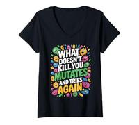 Womens Lab Week 2025 What Doesn't Kill You Mutates And Tries Again V-Neck T-Shirt