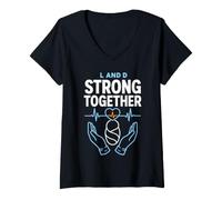 Women's Labor and Delivery Nurse Strong Together Heart EKG V-Neck T-Shirt