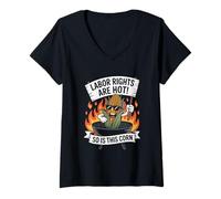 Womens Labor Rights Are Hot So Is This Corn V-Neck T-Shirt