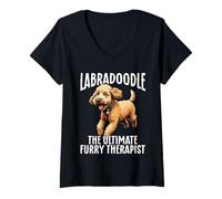Womens Labradoodle The Ultimate Furry Therapist Dog Lover V-Neck T-Shirt