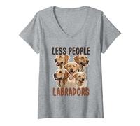 Women's Labrador, Less People More Labradors V-Neck T-Shirt