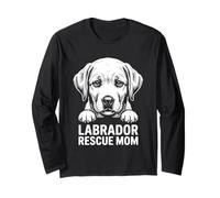 Womens Labrador Rescue Mom Dog Adoption Peeking Lab Mom Mama Long Sleeve T-Shirt