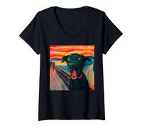 Womens Labrador Retriever Dog Parody Pop Art Funny Expressionist V-Neck T-Shirt