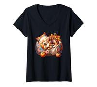 Womens Labrador Retriever for Lab Mom Autumn Sleep Dog for Fall V-Neck T-Shirt