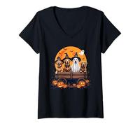 Womens Labrador Retriever Ghost Halloween Dog Lovers Men Women Kids V-Neck T-Shirt