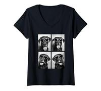 Women's Labrador Retrievers in Hearts Sunglasses Valentines Day Dogs V-Neck T-Shirt