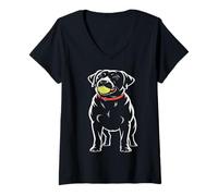 Womens Labrador with Tennis Ball Dog Lover V-Neck T-Shirt