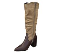 Women's Lace Ankle Boots Leopard Print Suede Look Casual Boots, 02 Khaki, 9 UK