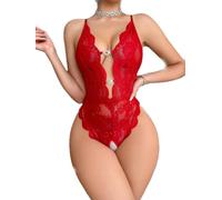 Women's Lace Bodysuit Sexy Lingerie Sexy Babydoll Lingerie for Women Naughty, Floral Lace Teddy Bodysuit Backless Straps Deep V One Piece Nightwear, Hollow-out Chemise Negligee Jumpsuit Sleepwear