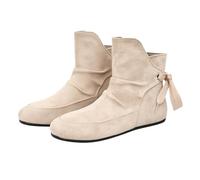 Women'S Lace Boot Flat Ankle Wide Fit Shoes Slouch Mid Calf Flat Boots