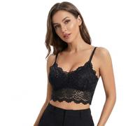Women's Lace Camisole Vests Wireless Bralette Top Removable Bra Pads Suitable for Women Aged 25 Above Size M Fits 34A-36D Showcases Mature Women Charm Elevates Your Everyday OOTD (Black Size M)