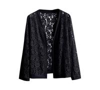 Women's Lace Cardigan UK Sale Clearance Hollow Out Long Sleeve Open Front Coats Plain Elegant Cardigan Jacket Evening Party Lightweight Outerwear Tops for Autumn Spring Summer Black
