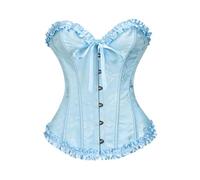 Women's Lace Corset Top, Sexy Chest Support, Gathered Waist, Tight Corset, Base, Shapewear Sky Blue S