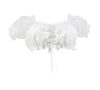 Women's Lace Dirndl Blouse, Black Elegant Dirndl Blouse, Puff Sleeves with Ruffles, Off-the-Shoulder Costume Blouse, Bavarian Outfit, Costume Blouses, Sexy Lace Blouse for Oktoberfest
