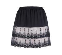 Women's Lace Extender Mini Lace Underskirt Skirts Half Slip Extra Length Plus Size, 28#black, L-x-L
