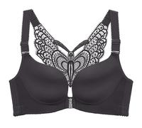 Women's Lace Front Closure Sexy Plus Size Push Up Pure Colour Comfortable Halter Bralette Wide Straps Chic Casual Classic Bras