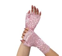 Women's Lace Gloves Fingerless Floral Gloves Wedding Party Costume Accessories, Pink, One Size