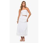 Womens Lace Insert Woven Maxi Skirt - White - 6, White