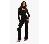 Womens Lace Long Sleeve Cut Out Jumpsuit - Black - 8, Black