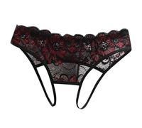 Women's Lace Low Waisted Ladies Underwear Sexy Sheer Briefs Cheeky Panties Butt Lifting Crotchless Stretch Thongs Cutout Lingerie G String Hipsters Tummy Control Bikini Panties Soft Black