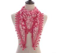 Women's Lace Mantilla Scarf with Tassel and Floral Pattern, Soft Breathable Triangle Shawl for Church Mass Wedding Baptism, 63x20 Inch(160cm F)