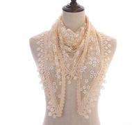 Women's Lace Mantilla Scarf with Tassel and Floral Pattern, Soft Breathable Triangle Shawl for Church Mass Wedding Baptism, 63x20 Inch(160cm A)