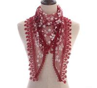 Women's Lace Mantilla Scarf with Tassel and Floral Pattern, Soft Breathable Triangle Shawl for Church Mass Wedding Baptism, 63x20 Inch(160cm D)