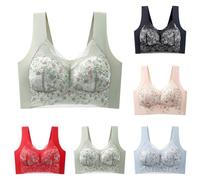 Women's Lace Mesh Printed Underwear, Ice Silk Non-Marking Non-Steel Bra, Gathered Anti-Sagging Underwear, Large Size Outer Wear Sexy Vest Full Cup Straps Bra, Sports Shock Absorber Backless Bras