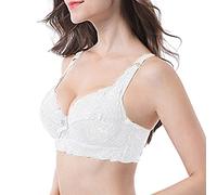 Women's Lace Push Up Bra Womens Curve-Enhancing Braltte Full Coverage Bras Push up Cups Floral Lace Women Non-Padded Bra with Adjustable Straps Womens Everyday Bras White