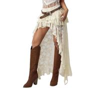 Women's Lace Ruffle Skirt Y2K Vintage Irregular Hem Cowgirl Skirt