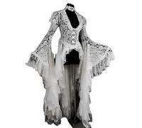 Women's Lace Sleeve Gothic Halloween Party Prom Gothic 80s Corset Long Flare Sleeve Elegant High-low Hem Medival Medieval Solid Color Big Swing Long Cosplay Costume Over
