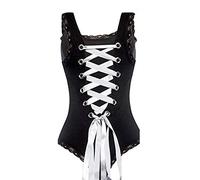 Women's Lace Stitching Woven Backless Cross Straps Underwear Women's Tights Black S