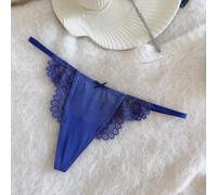 Women's Lace Thong Low Waist G-String Nylon(Royal blue L)