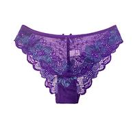 Women's Lace Transparent Briefs Plus Size Fashionable Briefs Casual Women's Underwear Breathable Spring Summer Panties Temperament Women's Underpants Soft Classic Panties, purple, XL