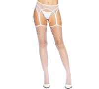 Women's Lace-Trim Suspender Tights Leg Avenue Blanc TU
