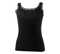 Womens Lace Trim Tank Tops Slim Fit Sleeveless Stretchy Vest Top Plain Round Neck Breathable Camisole Summer Athletic Fashion Lace Patchwork Cami Vests Solid Color Basic Base Layer Tank Shirt