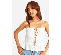 Womens Lace Trim Tie Cami - White - 14, White