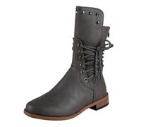 Women's Lace-Up Ankle Boots, Lightly Lined with Block Heel, Profile Sole, Ankle Boots, Ankle Boots with Heel, Slip-On Shoe, Mid Calf Boots, gray, 8 UK