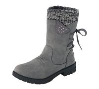 Women's Lace-Up Ankle Boots with Heel, Elegant Winter Shoes, Waterproof, Breathable, Round Head, Comfortable Transition Boots, Vintage, Warm Winter Boots, Zip, Anti-Slip Snow Boots, gray, 7