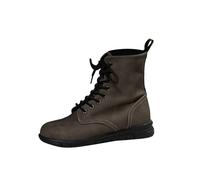 Women's Lace-Up Ankle Boots With Heel - Flat Leather Winter Shoes for Hiking and Work - Short Slip On Boots Size 36-43, Green, 7.5