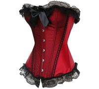 Women's Lace Up Boned Overbust Corset Bustier Lingerie Bodyshaper Top Plus Size