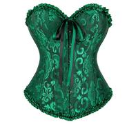 Women's Lace Up Boned Overbust Corset Plus Size Halloween Gothic Corsets Cinchers Overbust Bodysuit Seamless Butt Lifter with Snap Closure Bustier Lingerie Bodyshaper Top
