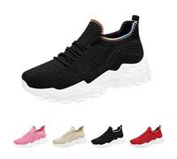 Womens Lace Up Casual Trainer Slip On Lightweight Breathable Walking Shoes Non Slip Arch Support Comfortable Gym Sport Tennis Sneakers Soft Sole Wide Width Casual Versatile Daily Shoes Black