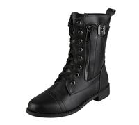 Women's Lace-Up Combat Boots with Side Zipper, Comfortable Military-Style Boots, Durable Leather Construction, Breathable Lining, Shock-Absorbent Sole, Non-slip Outdoor Boots