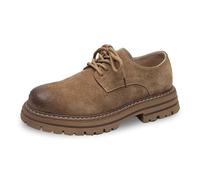 Women's Lace-up Oxford Flat Men's Casual Ankle Boots Leather Lace Up Shoes Thick Sole Comfortable Everyday Wear Durable Stylish Footwear For Jeans All Seasons Comfy