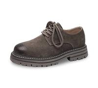 Women's Lace-up Oxford Flat Men's Casual Ankle Boots Leather Lace Up Shoes Thick Sole Comfortable Everyday Wear Durable Stylish Footwear For Jeans All Seasons Comfy