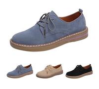 Women's Lace up Oxford Loafers, Ladies Classic Casual Vintage British Flat Heel Leather Shoes, Comfortable Breathable Non-Slip Loafer Low-Top Lightweight Soft Sole Shoes Size 4.5
