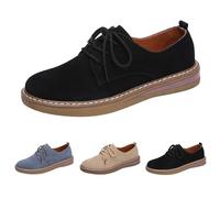 Women's Lace up Oxford Loafers, Ladies Classic Casual Vintage British Flat Heel Leather Shoes, Comfortable Breathable Non-Slip Loafer Low-Top Lightweight Soft Sole Shoes Size 4.5