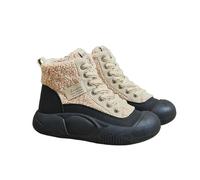 Women's Lace Up Platform Sneakers Women's Boots Winter Warm Lamb Wool High Top Sports Trainers Women Outdoor Hiking Shoes 35-40 (Color : Khaki, Size : 40 EU)